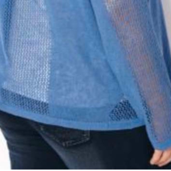 SWEATER, CARDIGAN, DUTCH BLUE, SZ 4X, LONG SLEEVES, COOL MESH, ADDITION ELLE, - Picture 5 of 6